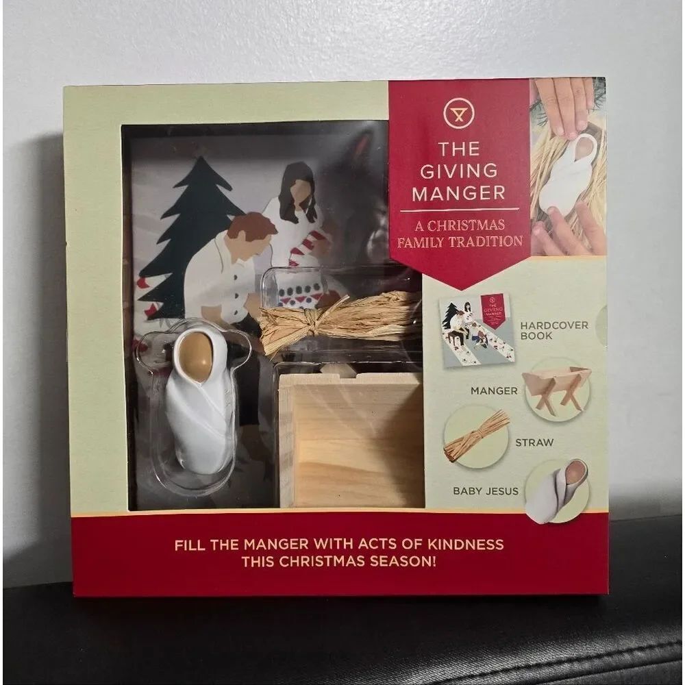 The Giving Manage Set Allison Hottinger HC Book Manger Straw Baby Jesus Nativity